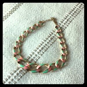 Link Necklace - Mint & Pastel Pink with Gold